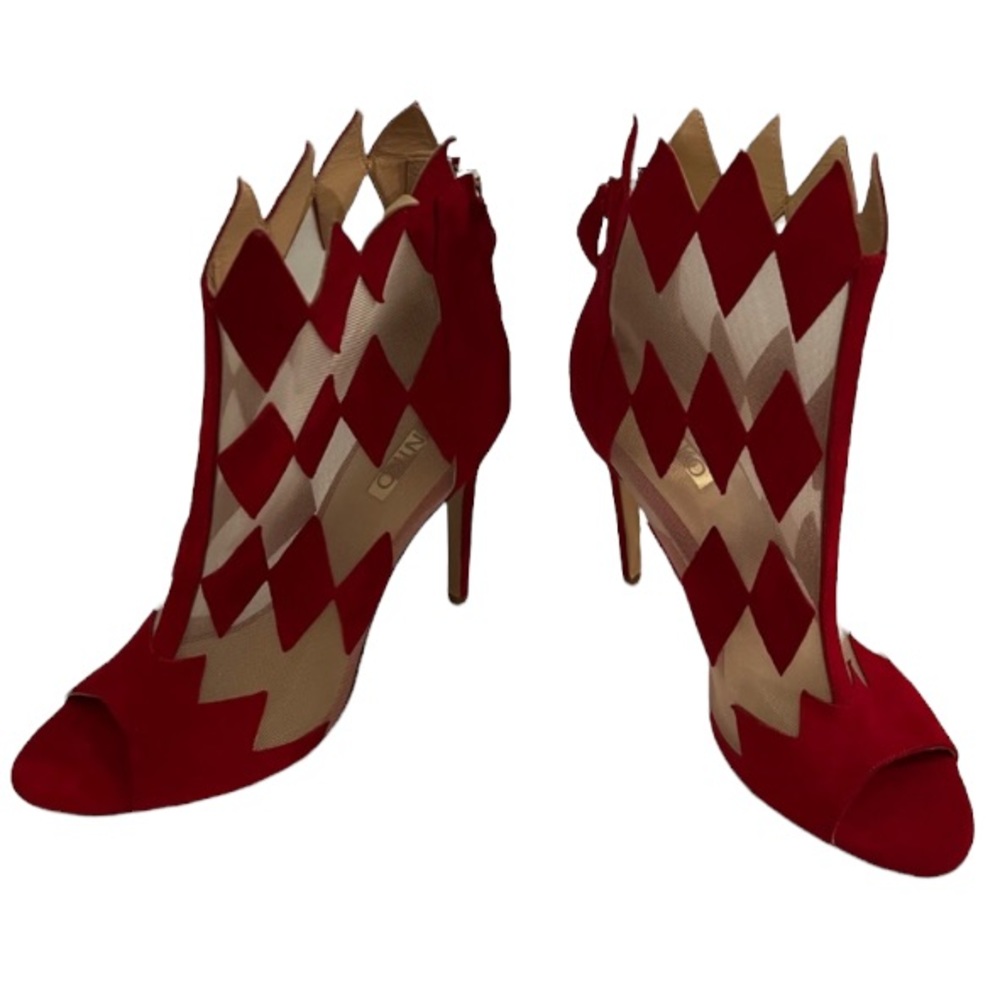 Janiko Vero Cuoio Red peep toe heels Size 8